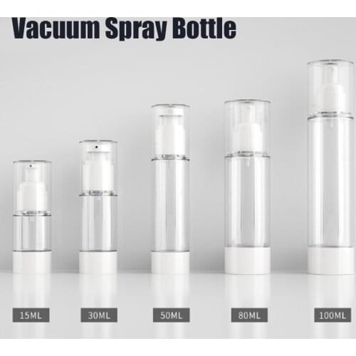 1pcs 15/30/50/80/100ml Plastic Travel Bottle Refillable Bottle Empty Transparent Airless Pump Perfume Vacuum Spray Bottle New
