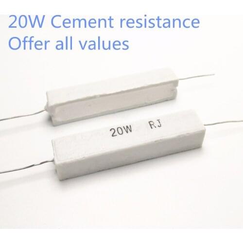 1pcs 20W 51 56 68 75 82 100 120 150 ohm 51R 56R 68R 75R 82R 100R 120R 150R Ceramic Cement Power Resistance Resistor 20W 5