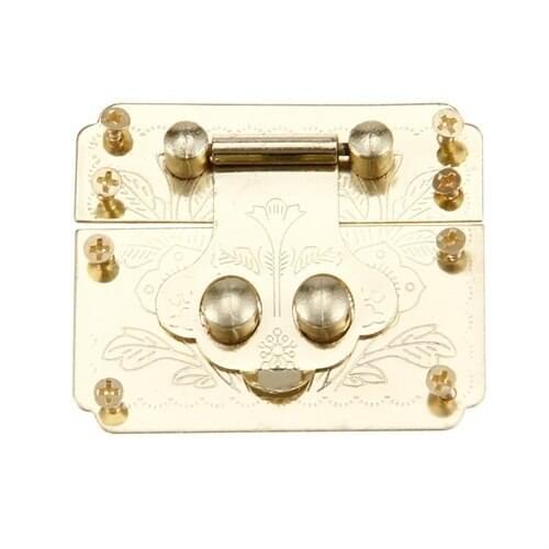 1Pc Chinese Flower Gold Box Hasp Lock Catch Latches for Jewelry Box Suitcase Vintage Furniture Clasp Buckle with Screws 53*45mm