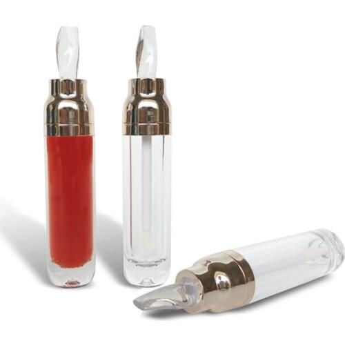 10/50pcs 8ml ABS Lip Gloss Tube Empty Transparent Plastic Lip Balm Tubes with Champagne Gold Cap Cylinder Cosmetic Container