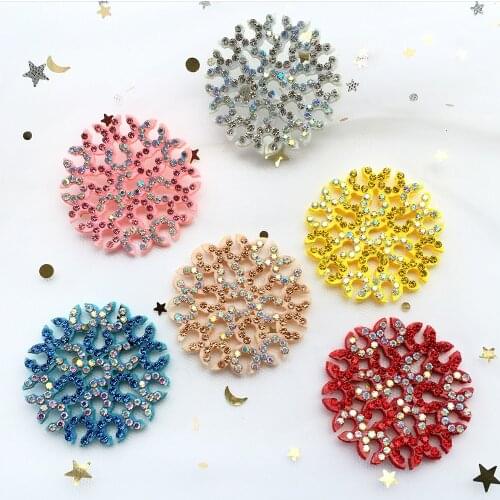 10PCS 4CM Circles Fireworks Snowflakes Padded Sequin Appliques for DIY Headwear Hair Clips Bow Decor Accessories Patches