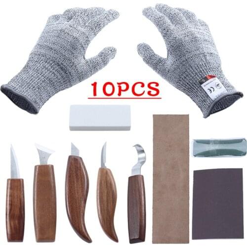 10pcs Wood Carving Tool Chisel Carving Knife Woodworking Carpenter Carving Cutter Peeling Spoon Chisels Tools