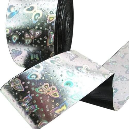 100Yard DHL Free shipping Holographic Metallic Rain Poly Ribbon 3" Butterfly Ribbon