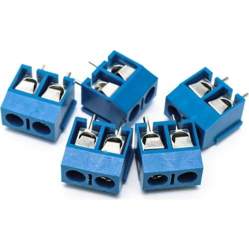 1000PCS Terminal Connectors 2 Pin Plug-in Screw Terminal Block Connector 5.08mm Pitch blue Copper KF 301-2P Blue