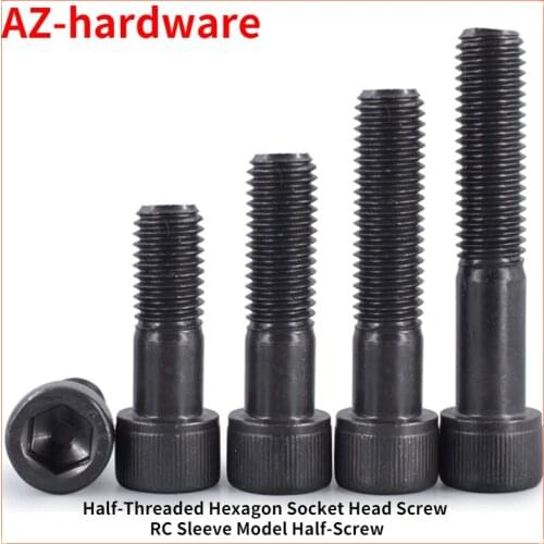 12.9 High-Strength Half-Threaded Hexagon Socket Head Screw RC Sleeve Model Half-Screw M2 M4 10PCS