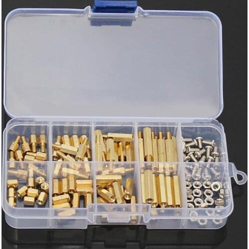 120PCS/Kit M3 Male Female Brass Standoff Spacer PCB Board Hex Screws Nut Assortment Set Kit with Plastic Box M3*12mm - M3*20mm