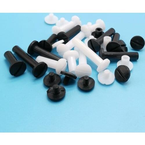 20pcs 5.5mm *L Nylon POM White or Black Book Screw Plastic Account Book Screws Male Female Docking Nut Binding Snap Rivet Screws
