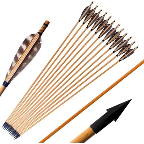 6/12Hunting Archery Handmade 80cm Wooden Arrows For Recurve Bow/Composite Bow Archery Arrows Shooting