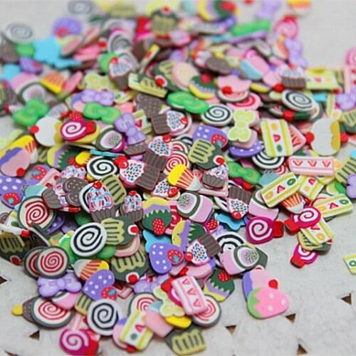 About 1000pcs/pack Mixed Dessert Polymer Clay Slices Sticks nail Tips Decoration