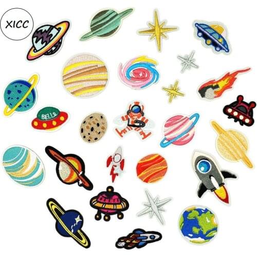 XICC Space Star Series Astronaut Earth Extraterrestrial Iron On Transfer Patches Wandering Earth Applique for kids clothing DIY