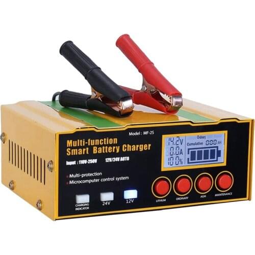 Car Battery Charger 12A 12V/24V Automatic Smart Charger for Lithium Batteries AGM/Lead-Acid Batteries