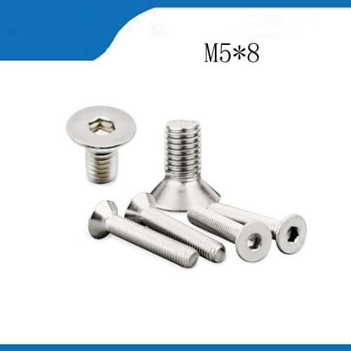 Free shipping 20 pcs M5*8 316 Stainless Steel Countersunk Flat Hex Hexagon Head Allen Screws Bolt DIN7991 stainless nails,bolts