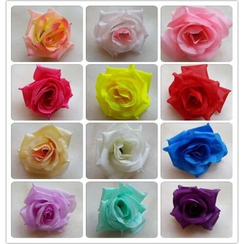 Free Shipping 50pcs 8cm Imitation Big Rose Flower Heads Artifical Flowers For Wedding DIY Flower Ball Dress Hair Accessories