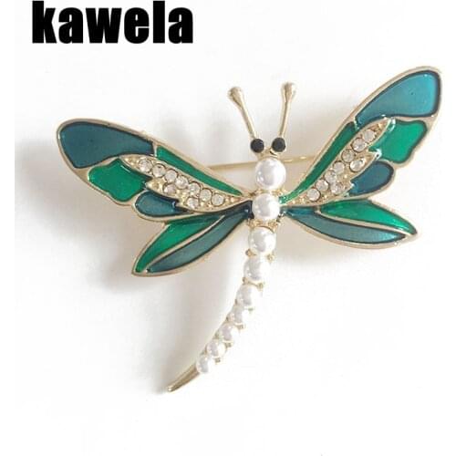 New Sweet Pearl Enamel Dragonfly Brooch