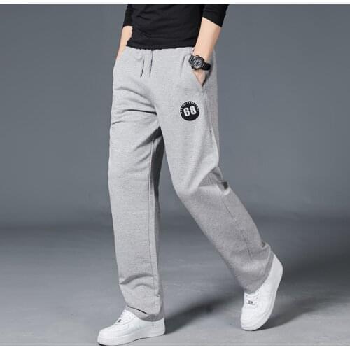 Mens Autumn Sports Pants Loose Version Fitness Running Straight Trousers Cotton Homewear Workout Pants Sweatpants With Pockets