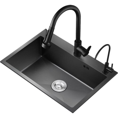 Black Stainless Steel Kitchen Sink Above Counter or Udermount Vegetable Washing Basin Sink Kitchen 1.3 MM