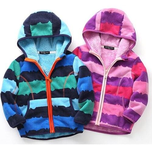 Childrens coats artificial fuzzy warm striped jacket boys and girls cotton-padded coats
