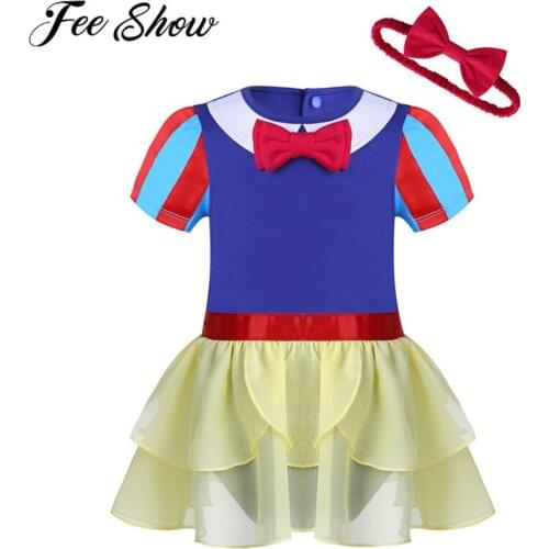 Infant Baby Girls 1st Birthday Summer Short Sleeves Halloween Costume Cosplay Party Romper With A Headband For 0-24 Months