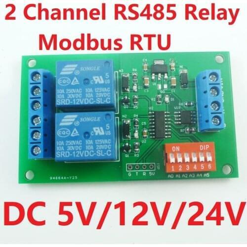 DC 5V/12V/24V 2 Channel RS485 Relay Modbus RTU PLC Module