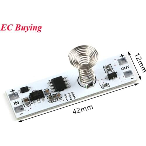 DC 12V Capacitive Touch Sensor Switch LED Dimming Dimmer Control Lamps Board Module 3A Coil Spring for Smart Home Light Strip