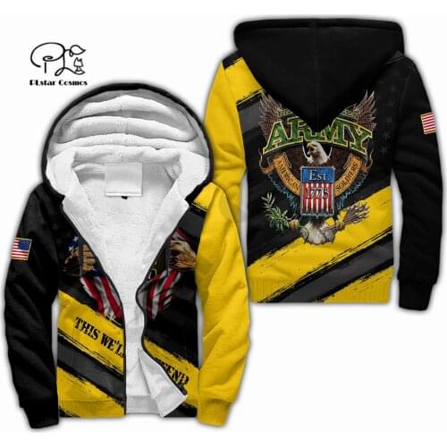 Army Veteran 3D Printed Fleece zipper Hoodies Men Women Winter Warm Double plus velvet Jacket Cosplay Costumes Casual Coat -1
