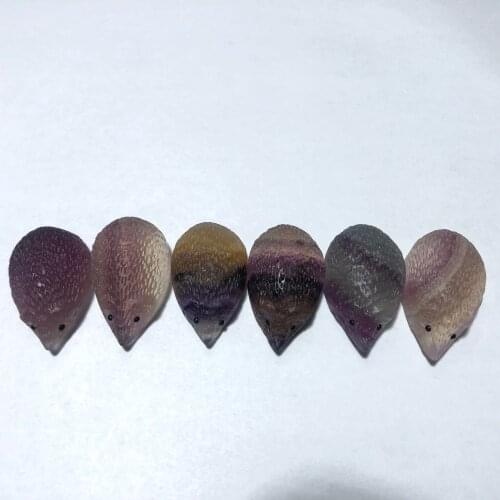 Fluorite Hedgehog Feng Shui Chakra Healing Reiki Quartz Stone Home Decoration Stone Handicraft Decoration Carvings