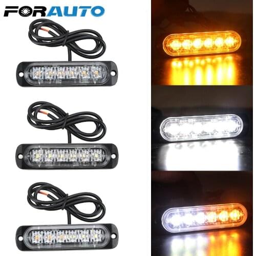 FORAUTO Car Signal Light Strobe Lamp Off Road SUV Auto Car Truck Ultra-Thin 18W 12-24V Universal 6 LED Warning Light