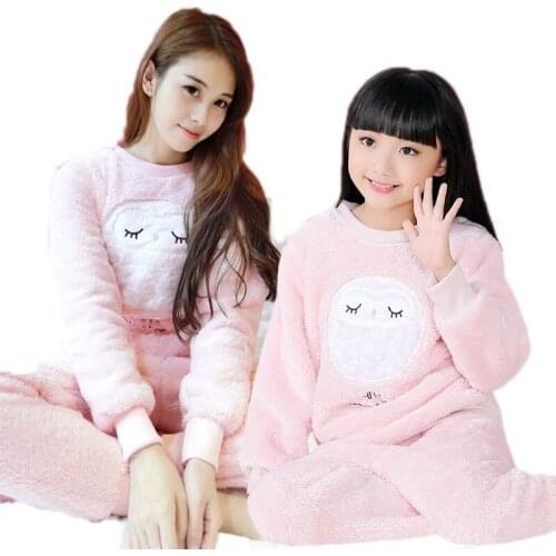 Coral Cashmere Princess Girl Suit Family Matching Clothes Autumn Winter Family Pajamas Set Matching Clothes Family Look Clothing