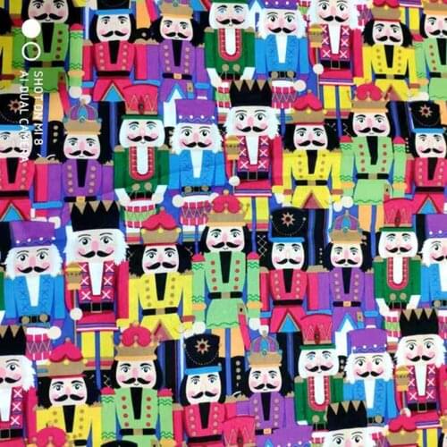 Beautiful Wide 110cm Childrens Fabric Colorful Nutcracker Soliders Printing Cotton Fabric Sewing DIY Dress/T-Shirt/Clothing