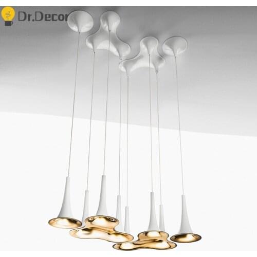 Post-Modern Creative PP Zinc Alloy White LED Pendant Lights Lighting Nordic Kitchen Hanging Lamps Indoor Pendant Lamp Luminaria