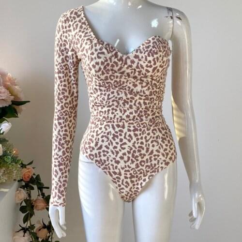 2021 Summer Autumn Holiday Sexy Off The Shoulder Knitting Playsuit Leopard Romper