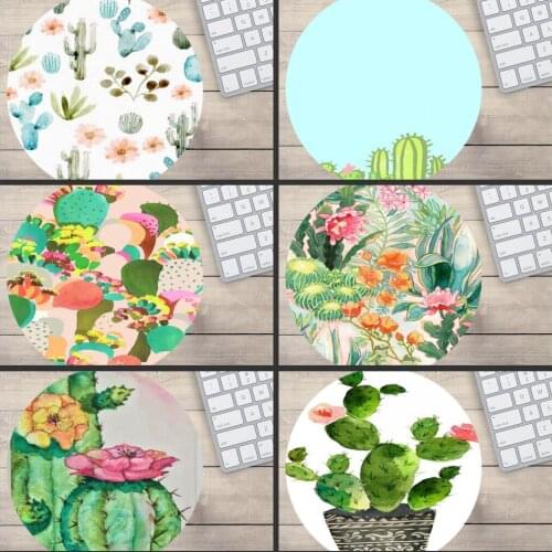 Mairuige Big Promotion Quick Printing Spotted Flower Cactus Gaming Mouse pad Computer Round Mousepad Best Mats for Gamer