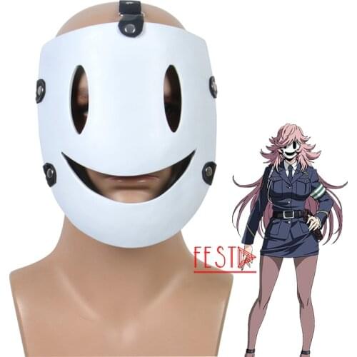 High-Rise Invasion Maid-fuku Kamen Mask JP Anime Tenkuu Shinpan Cosplay Mask Samurai Face Cover Smiley Cosplay Props Resin Mask
