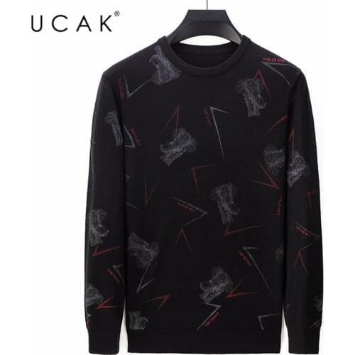 UCAK Brand Autumn WInter Casual Sweaters Mens Clothes O-Ncek Streetwear Pullover Pull Homme Striped Sweater Men Clothing U1155