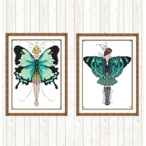 The Butterfly Fairy Painting Counted Cross Stitch Kits DMC Floss Embroidery Kit 14ct 11ct Print Canvas for Needlework DIY Crafts
