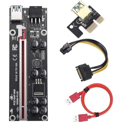 New VER009S Plus PCI-E Riser Card 60cm PCI Express 1X to 16X USB 3.0 Cable SATA to 6Pin Connector for Graphics Video Card Mining