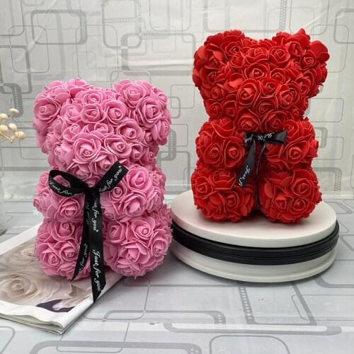 2019 new 25/40cm with Heart Big Red Teddi Bear Rose Flower Artificial Decoration Christmas Gifts for Women Valentines Gift