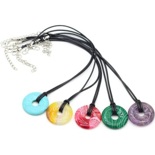 Natural Agates Stripe Stone Pendant Necklace Charms Big Hole Beads Necklace for Making DIY Party Exquisite Gift 30x30mm