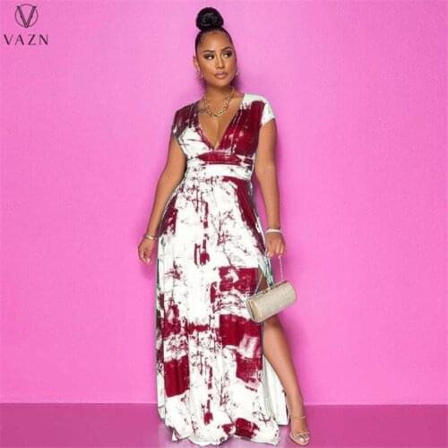 VAZN 2021 Fashion Mujer Age reduction Street Modern Maxi Dresses New Arrival Summer Vintage Party Beach Dress