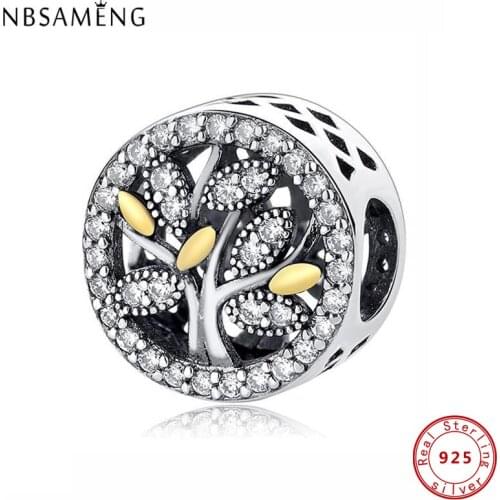 Authentic 100% 925 Sterling Silver Charm Bead Fmaily Heritage Charms CZ Tree of Life Fit Bracelets Women DIY Jewelry