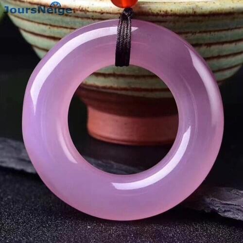 Fine Natural Chalcedony Crystal Pendants Round Safe Buckle Pendant Necklace Fashion beautiful Lucky Evil Spirits Women Pendant