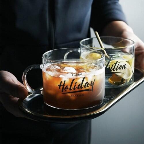 Transparent Drinking Glasses, Large Letters Coffee Mug, Round Glass Cups, Water Bottle, Oatmeal Breakfast Cup