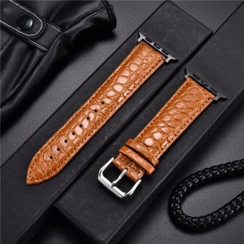 Simulation Crocodile Pattern Watchbands for Apple Watch 6 5 4 3 Leather Watch Straps 44mm 42mm 40mm 38mm for iwatch bracelet