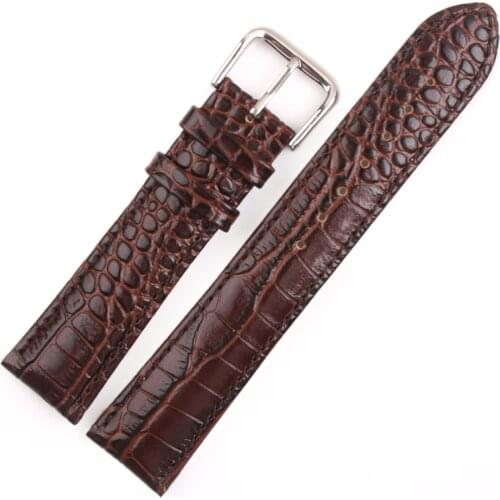 Watchbands 22mm Brown Dark Brown Genuine Leather Men Women Watch Strap Replacement Bracelet Metal Buckle relogio masculino B41