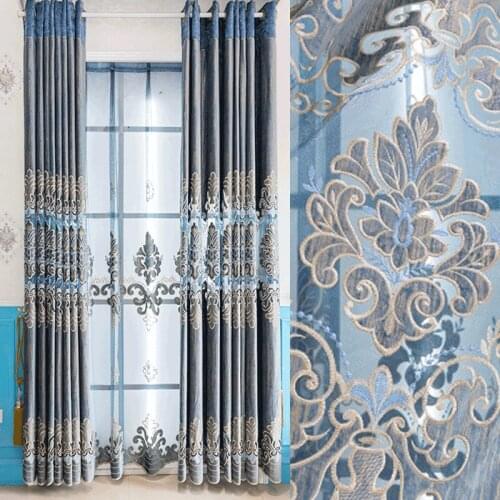 Luxurious and Elegant European High-grade Modern Simple Embroidery Shading Curtains for Living Dining Room Bedroom