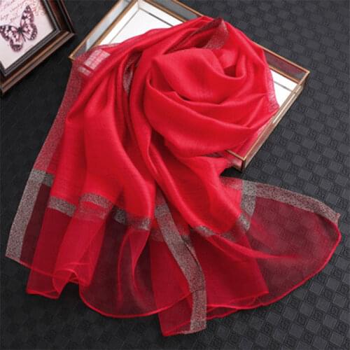 Silk Scarf Women Scarves Shawls And Wraps Brand 2020 Solid Pashmina Muslim Chiffon Hijab Foulard Femme Beach Stoles Bandana