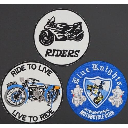 Blue knighs international motorcycle club embroidery rider patch For Clothing hat bags iron on backing