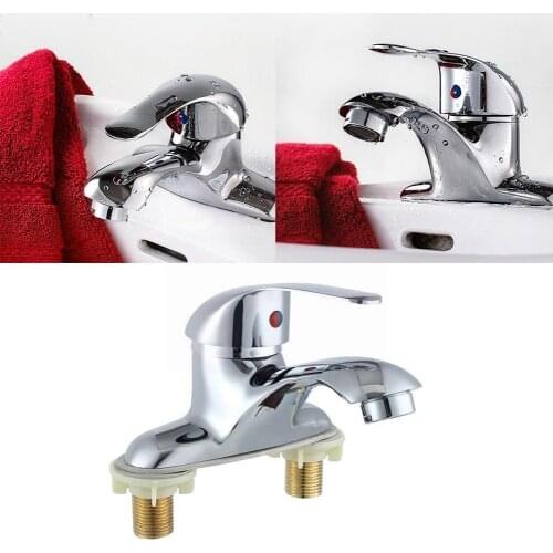 Double Handles Hot Cold Mixer Water Tap Basin Faucet Sink Bathroom Sink Kitchen Basin Faucet Vessel G9R4