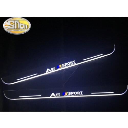 SNCN 2PCS Waterproof Acrylic Moving LED Welcome Pedal Car Scuff Plate Pedal Door Sill Pathway Light For Audi A5 B9 B8 Coupe
