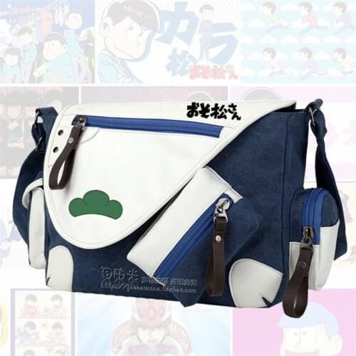 High Quality Cartoon Unisex Bolsa Osomatsu-san Matsuno Ichimatsu Cosplay Canvas Messenger Bags Crossbody Bags Schoolbag